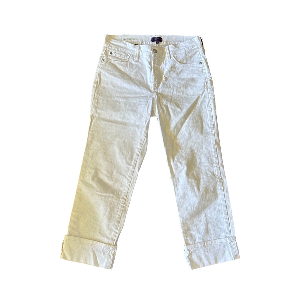 NYDJ White Dayla Wide Cuff Capri Jeans